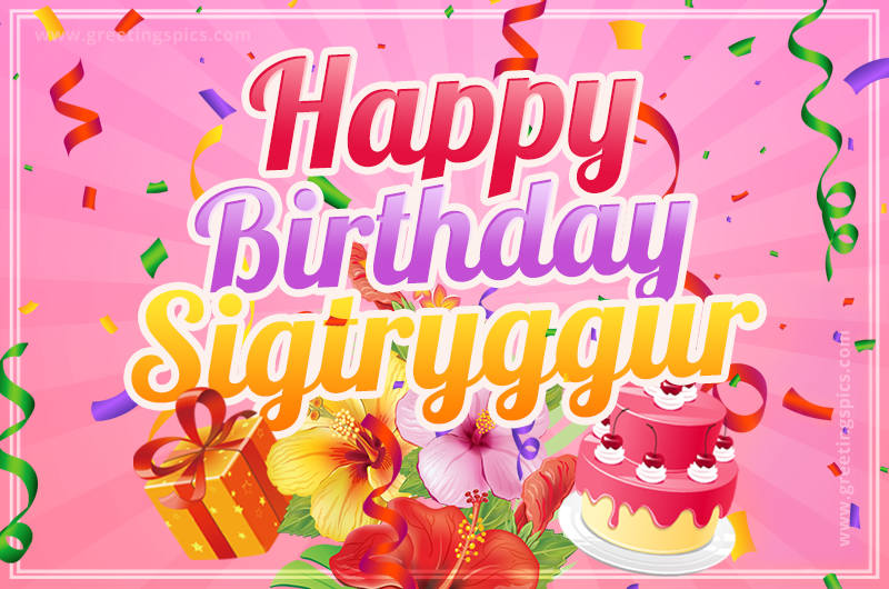 Beautiful Birthday Card for Sigtryggur with pink background