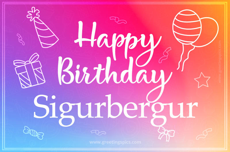 Colorful Happy Birthday Card For Sigurbergur