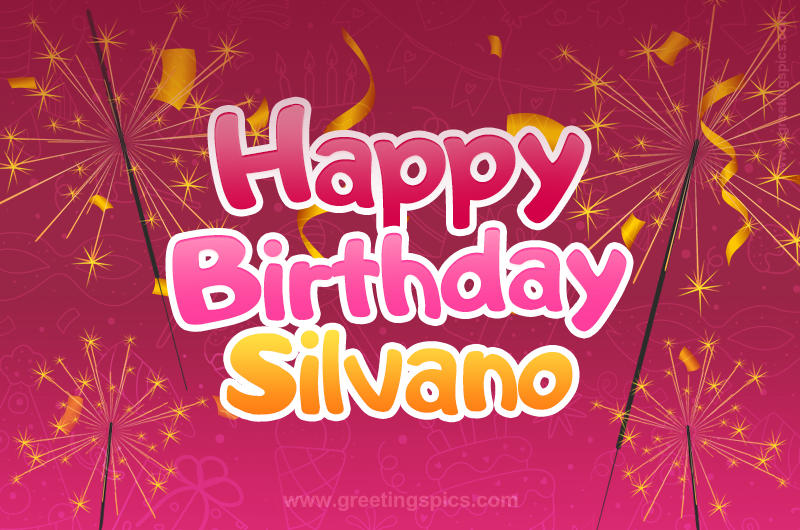 Happy Birthday Silvano Image with sparklers