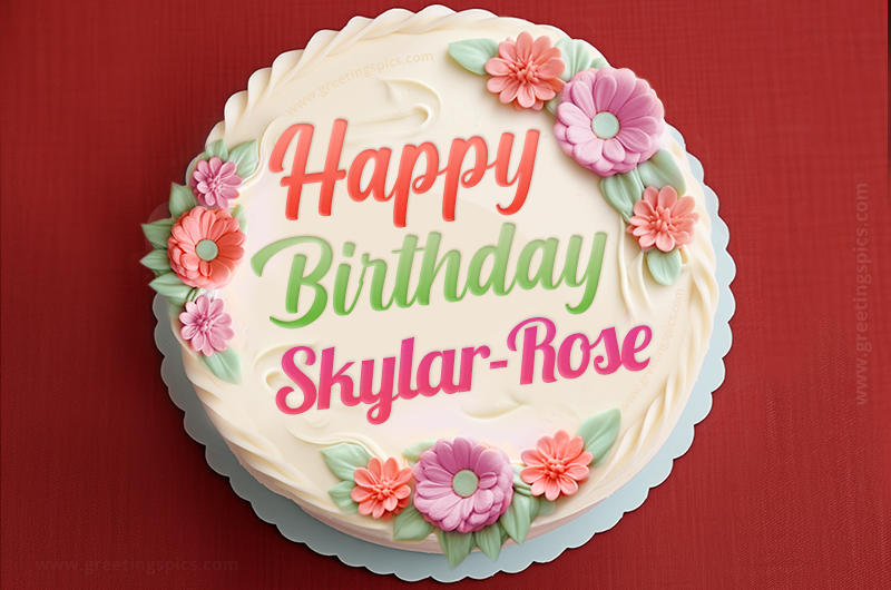 Happy Birthday Skylar-Rose Cake Image With Name