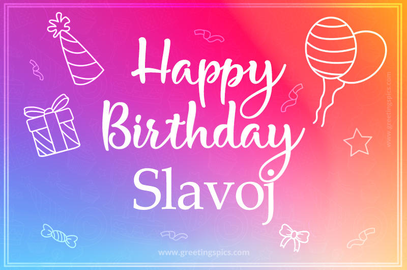 Colorful Happy Birthday Card For Slavoj