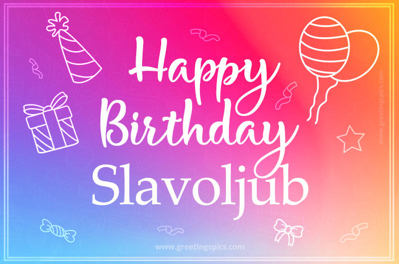 Colorful Happy Birthday Card For Slavoljub