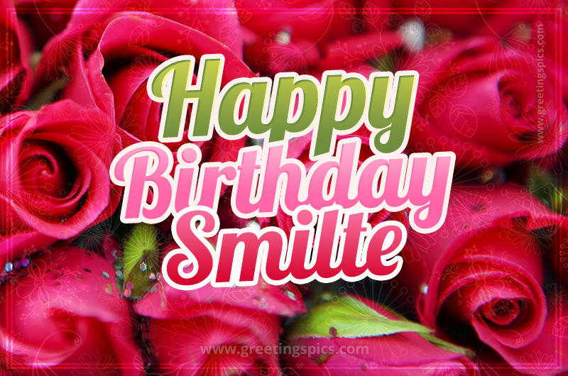 Happy Birthday Smilte beautiful Image with red roses