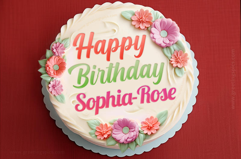 Happy Birthday Sophia-Rose Cake Image With Name