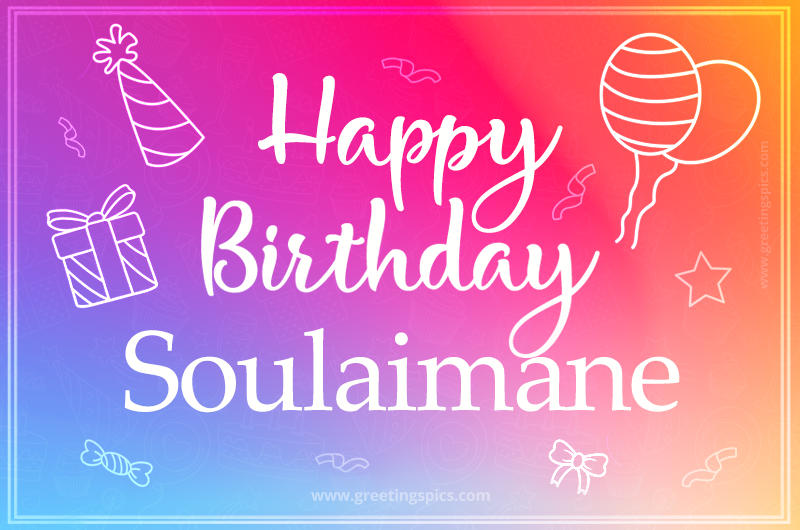 Colorful Happy Birthday Card For Soulaimane