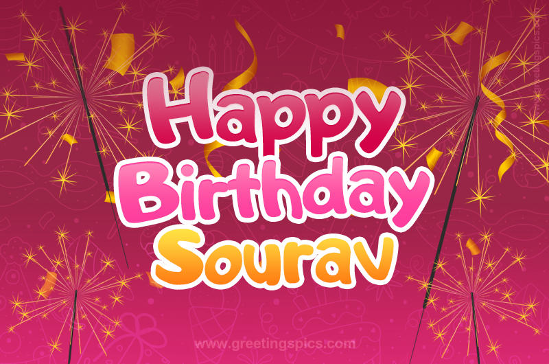 Happy Birthday Sourav Image with sparklers