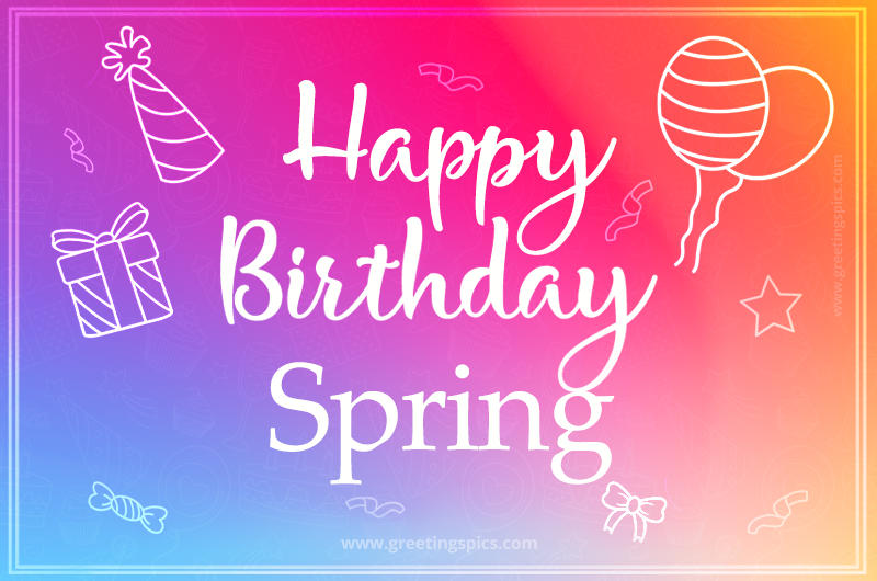 Colorful Happy Birthday Card For Spring