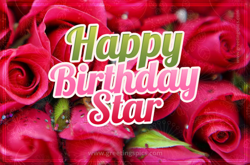 Happy Birthday Star beautiful Image with red roses