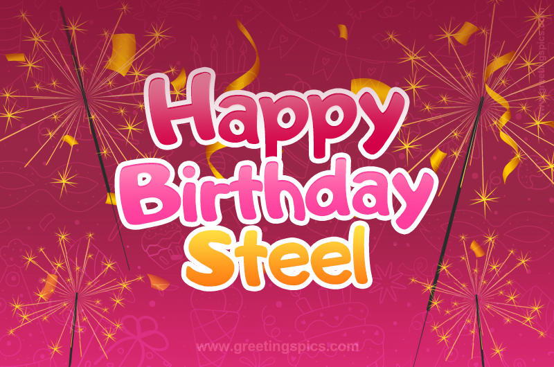 Happy Birthday Steel Image with sparklers