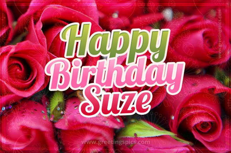 Happy Birthday Suze beautiful Image with red roses