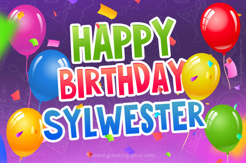 Happy Birthday Sylwester Festive Greeting Card