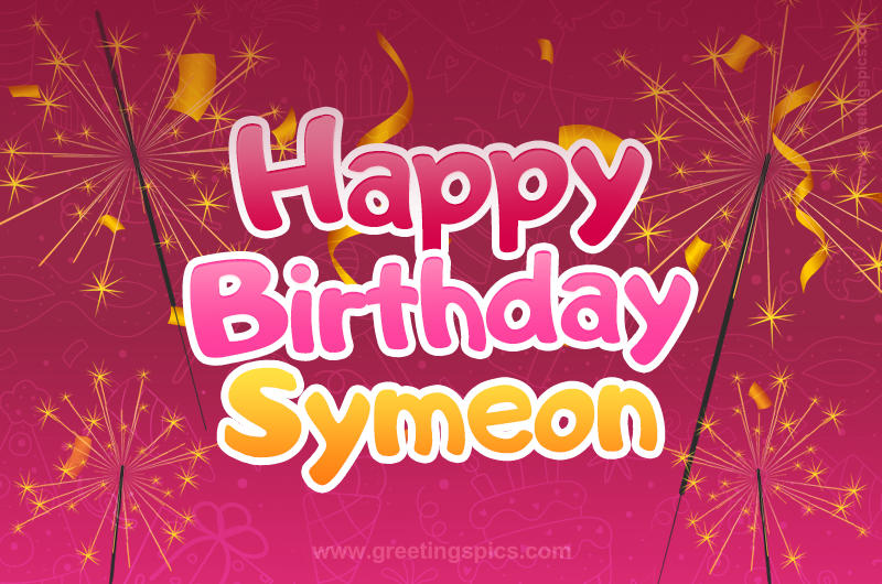 Happy Birthday Symeon Image with sparklers