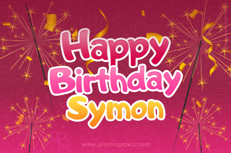 Happy Birthday Symon Image with sparklers