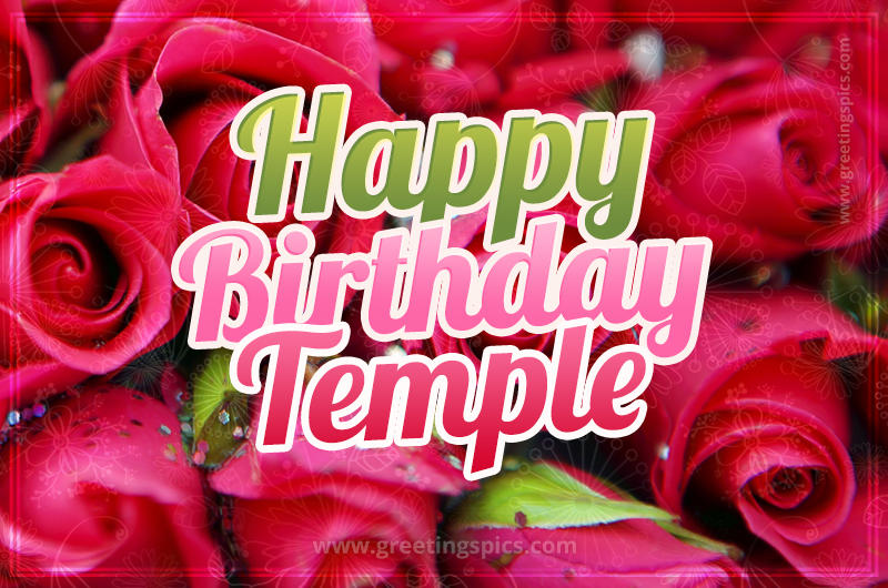 Happy Birthday Temple beautiful Image with red roses