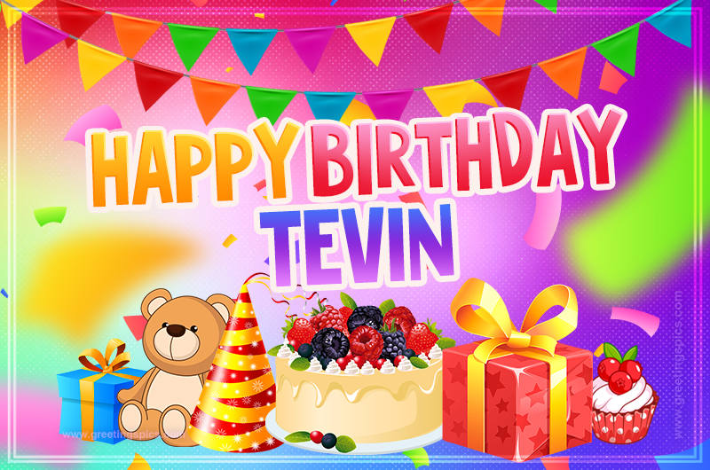 Bright card with Wishes for a Happy Birthday for Tevin