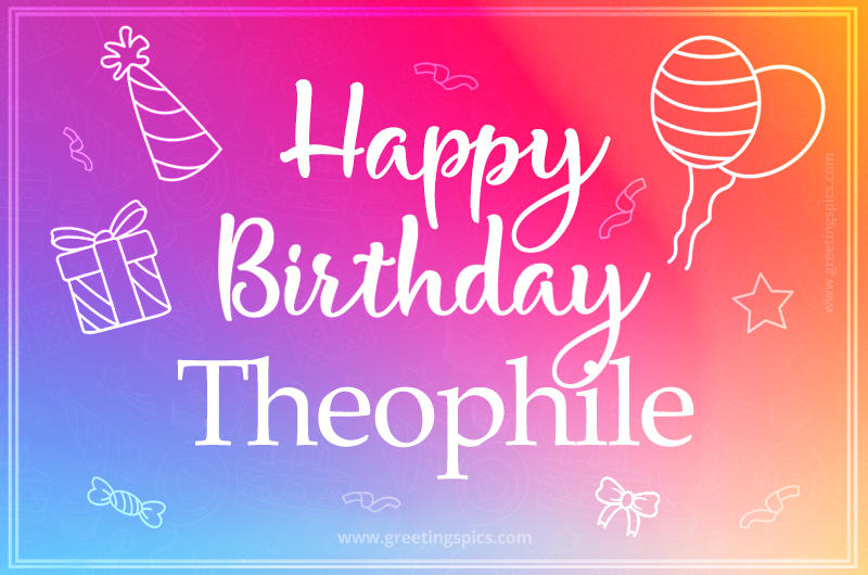 Colorful Happy Birthday Card For Theophile