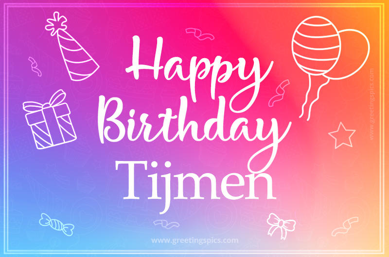 Colorful Happy Birthday Card For Tijmen