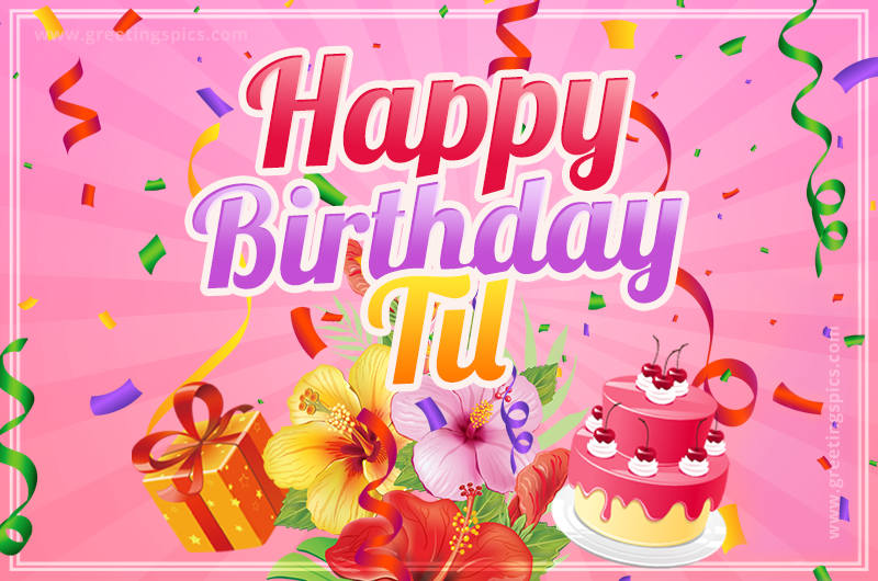 Beautiful Birthday Card for Til with pink background