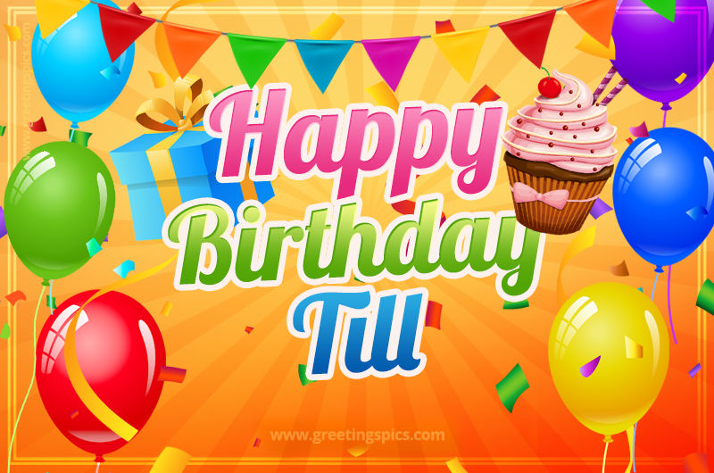 Happy Birthday Till eCard with gift box and cupcake