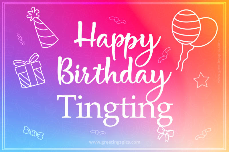 Colorful Happy Birthday Card For Tingting