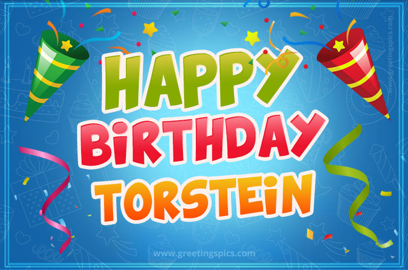 Happy Birthday Torstein picture with confetti and party poppers