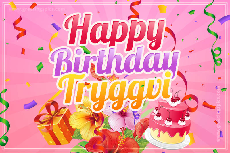 Beautiful Birthday Card for Tryggvi with pink background