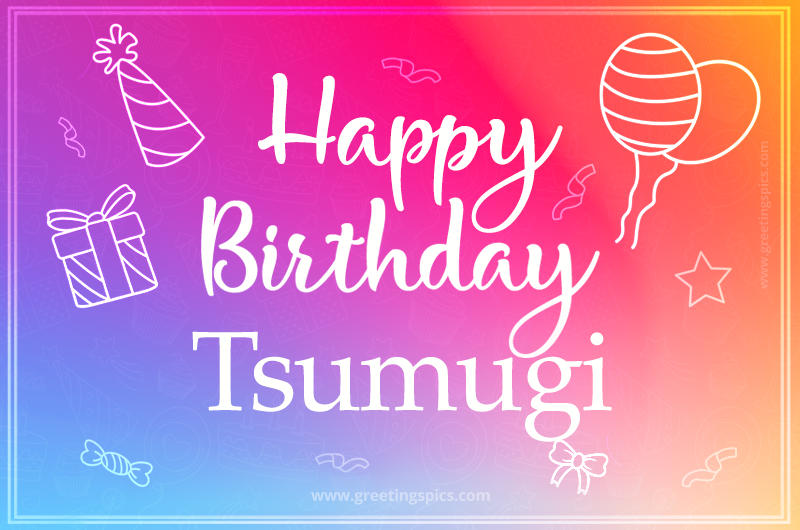 Colorful Happy Birthday Card For Tsumugi