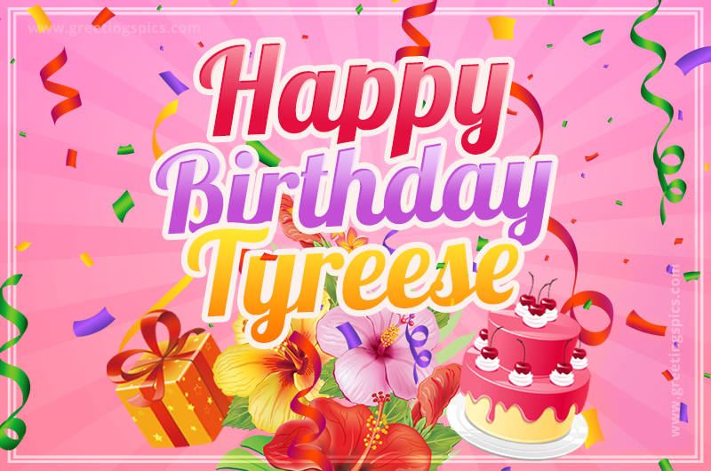 Beautiful Birthday Card for Tyreese with pink background