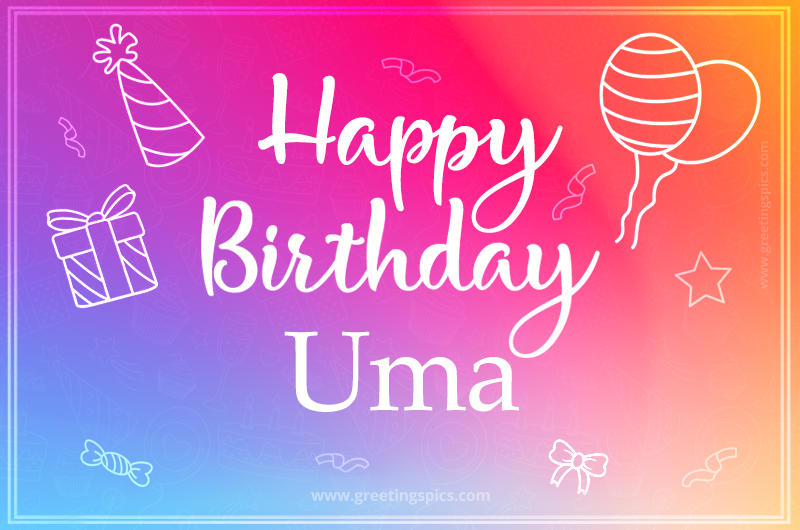 Colorful Happy Birthday Card For Uma