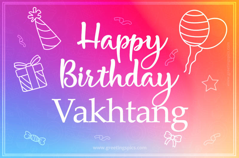 Colorful Happy Birthday Card For Vakhtang