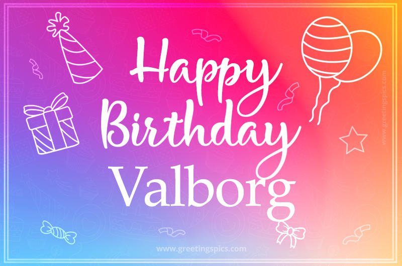 Colorful Happy Birthday Card For Valborg