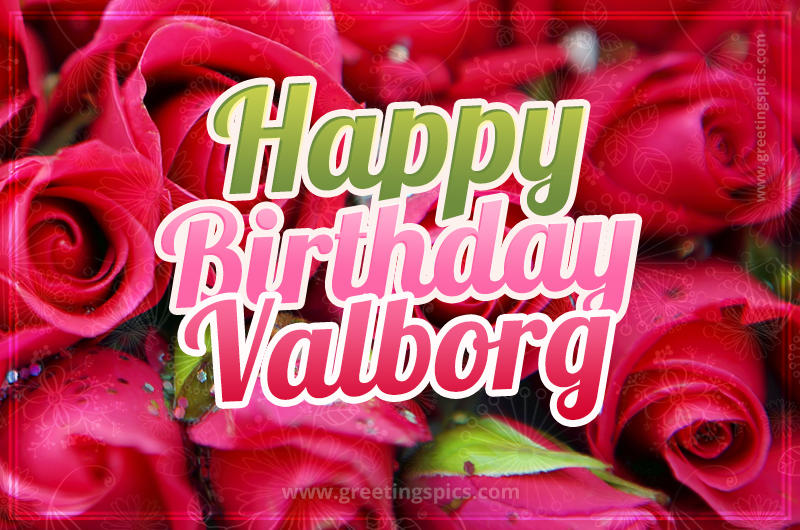 Happy Birthday Valborg beautiful Image with red roses