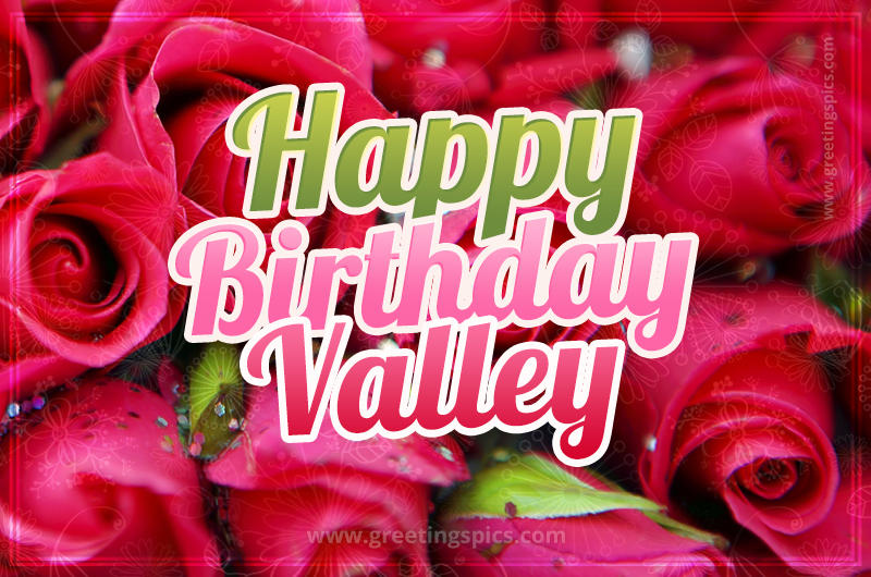 Happy Birthday Valley beautiful Image with red roses