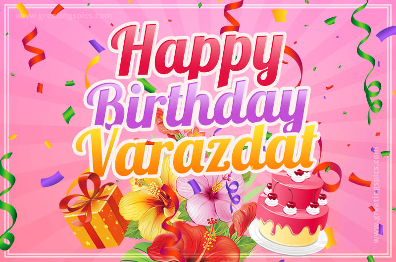 Beautiful Birthday Card for Varazdat with pink background