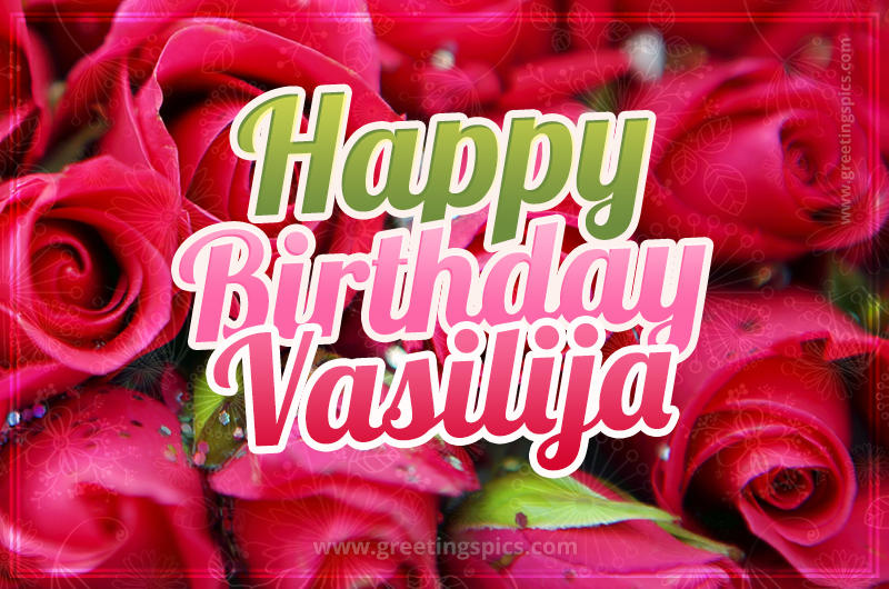 Happy Birthday Vasilija beautiful Image with red roses