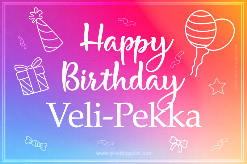 Colorful Happy Birthday Card For Veli-Pekka