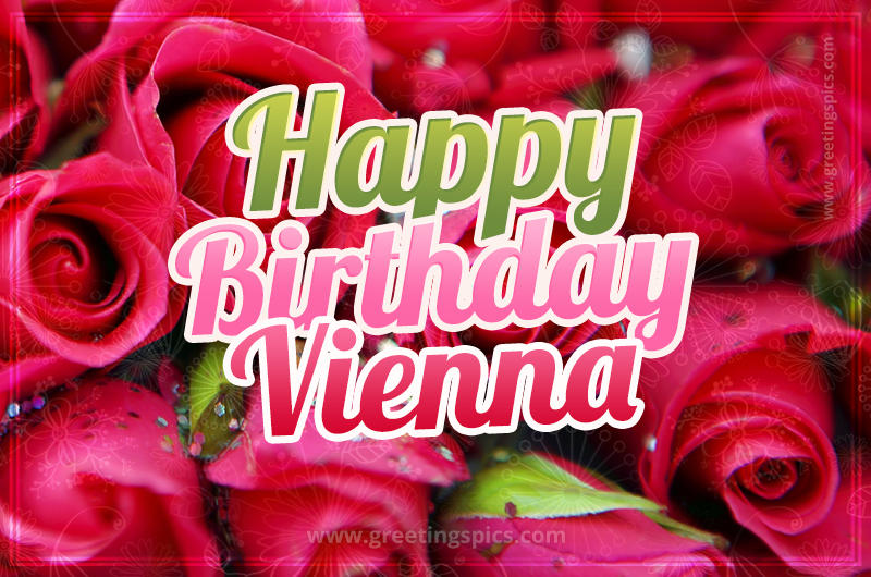 Happy Birthday Vienna beautiful Image with red roses