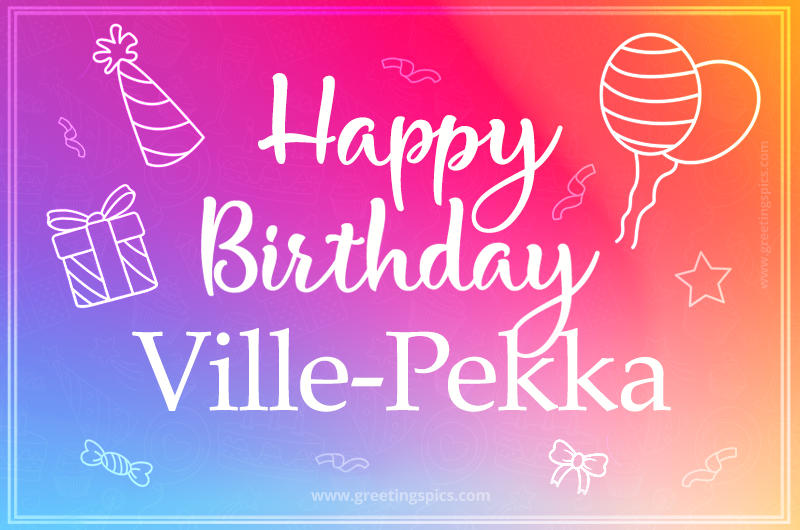 Colorful Happy Birthday Card For Ville-Pekka