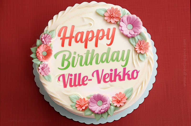 Happy Birthday Ville-Veikko Cake Image With Name