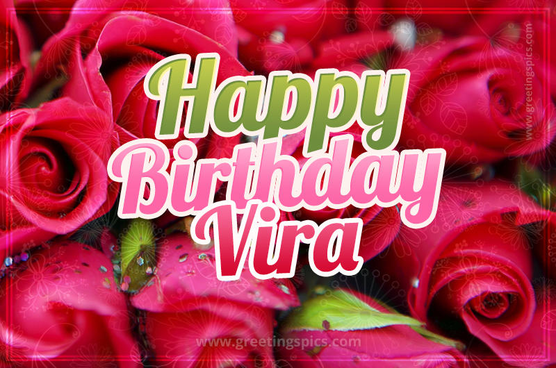 Happy Birthday Vira beautiful Image with red roses