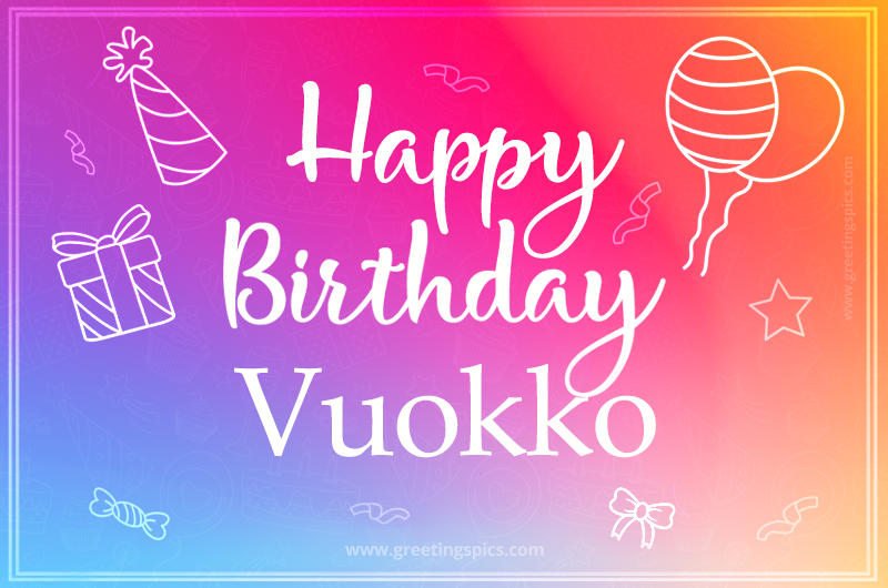 Colorful Happy Birthday Card For Vuokko