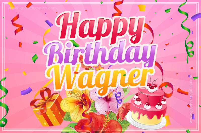 Beautiful Birthday Card for Wagner with pink background