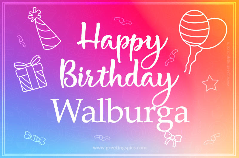 Colorful Happy Birthday Card For Walburga