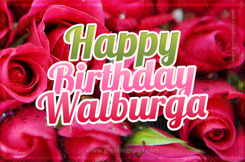 Happy Birthday Walburga beautiful Image with red roses