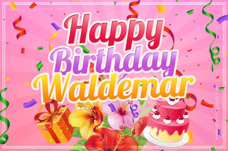 Beautiful Birthday Card for Waldemar with pink background