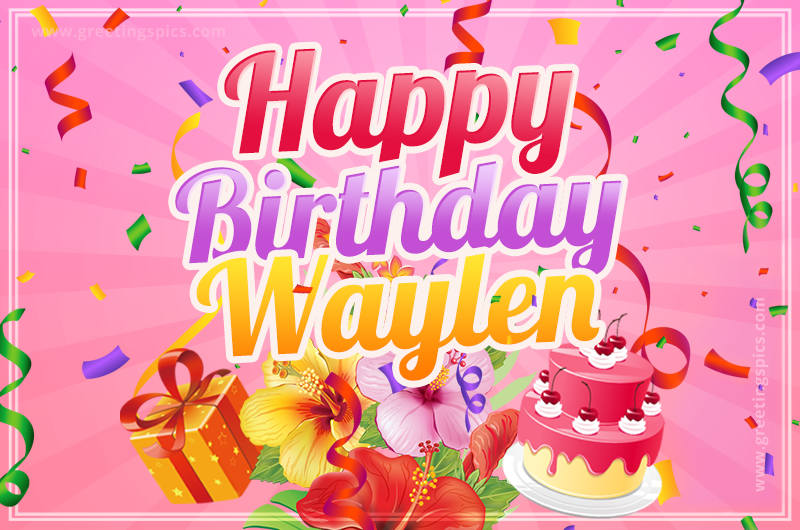 Beautiful Birthday Card for Waylen with pink background