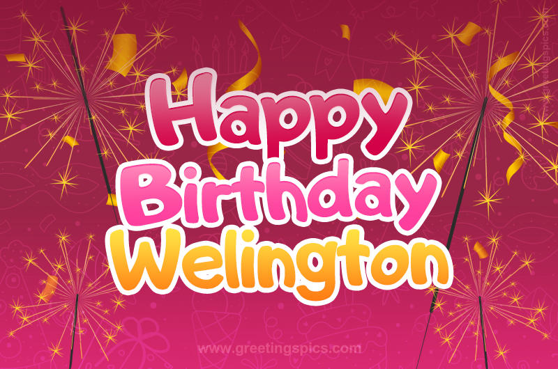 Happy Birthday Welington Image with sparklers