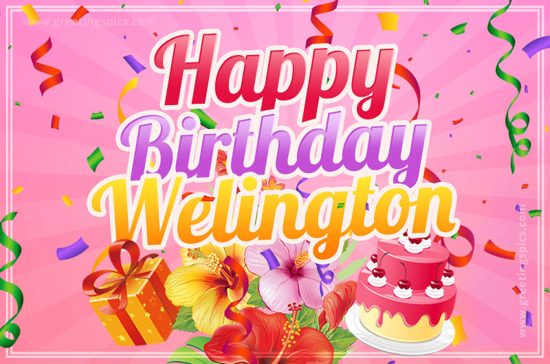 Beautiful Birthday Card for Welington with pink background