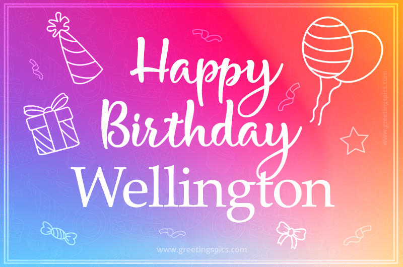 Colorful Happy Birthday Card For Wellington