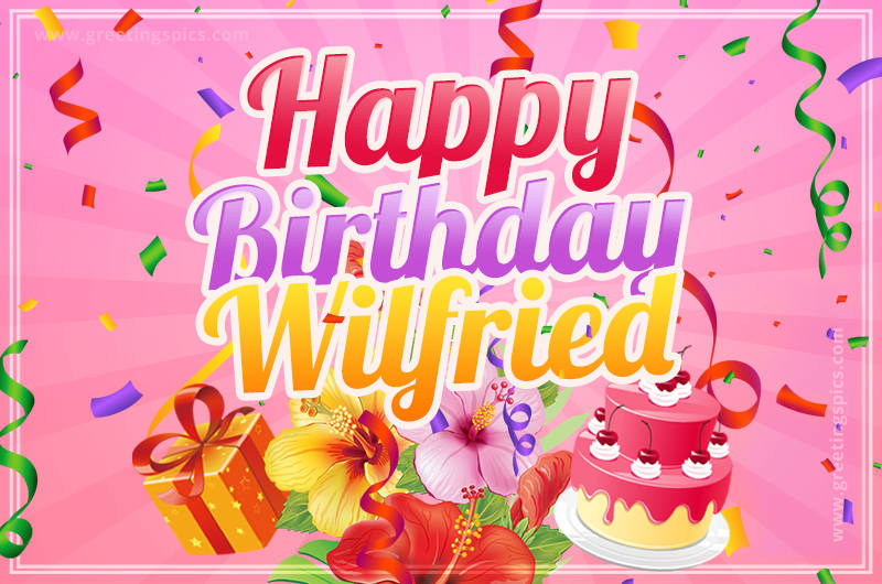 Beautiful Birthday Card for Wilfried with pink background